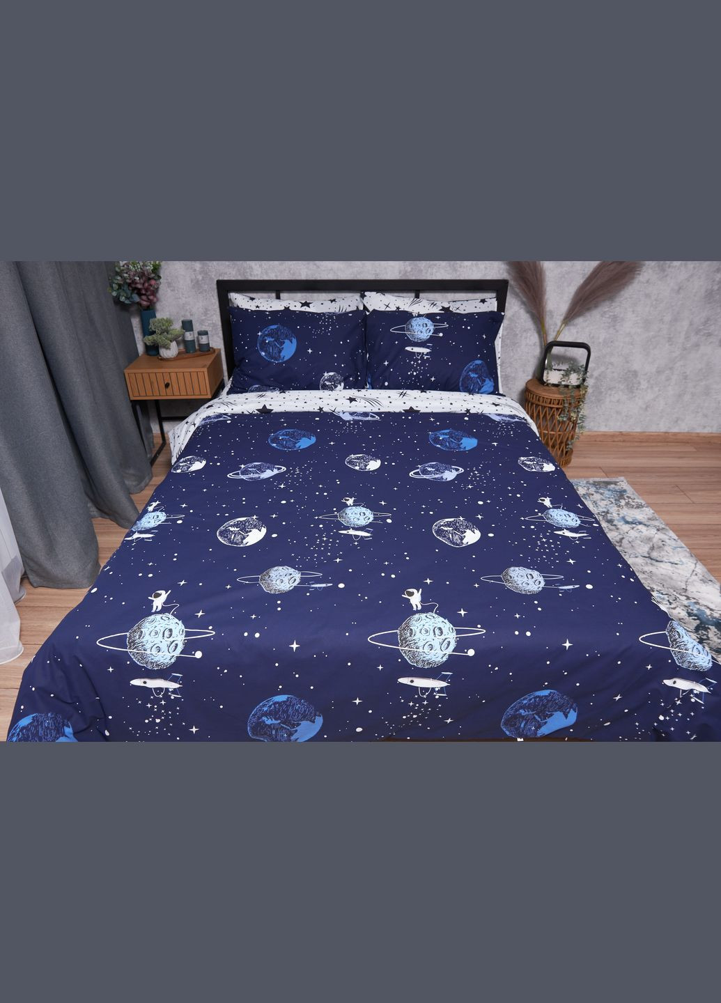 Комплект постельного белья Ranforce Elite «» евро 200х220 наволочки 4х50х70 (MS-820001716) Moon&Star Cosmos (285717571)