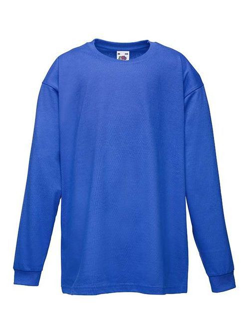 Синий демисезонный повседневный, кэжуал лонгслив Fruit of the Loom однотонный
