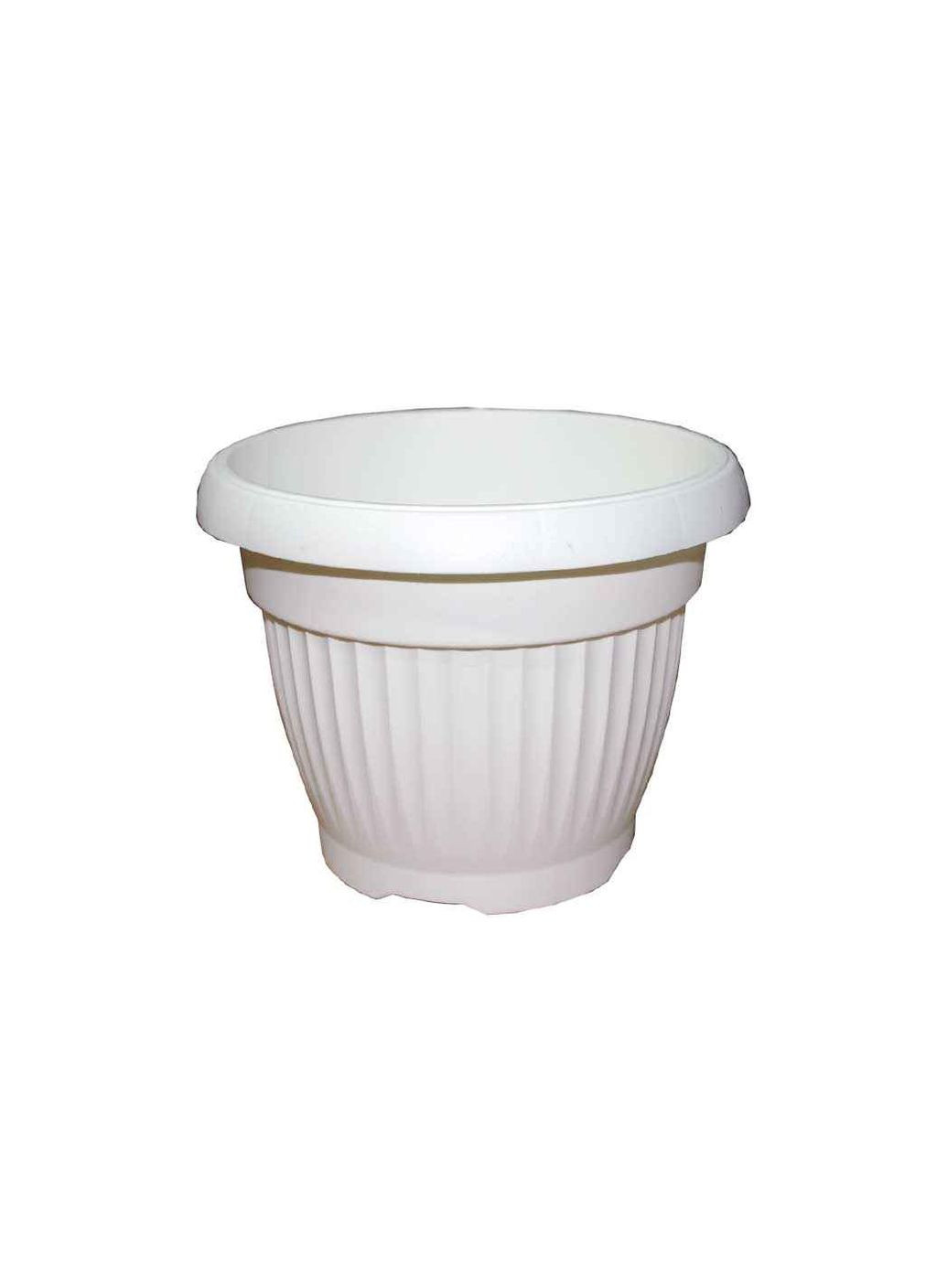 Цветочный горшок 2л 190мм круглый с подставкой бел. Консенсус (356457953)