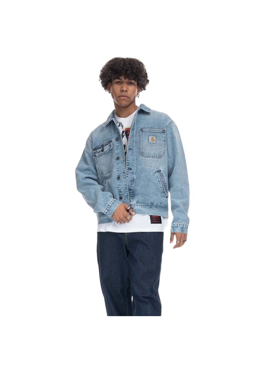 Блакитна демісезонна джинсова куртка wip saledo jacket i031925 blue light used wash Carhartt
