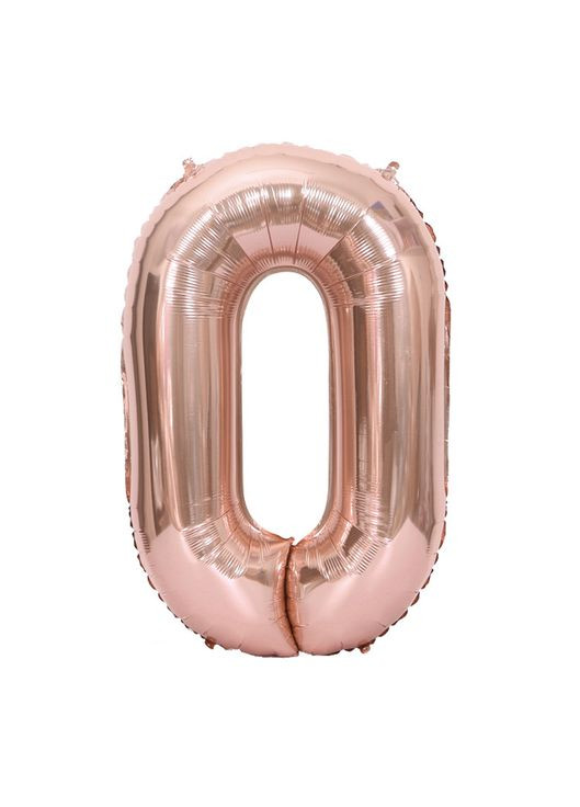 Фольгована повітряна куля Цифра 0 Рожеве золото 102 см Flexmetal (328925562)
