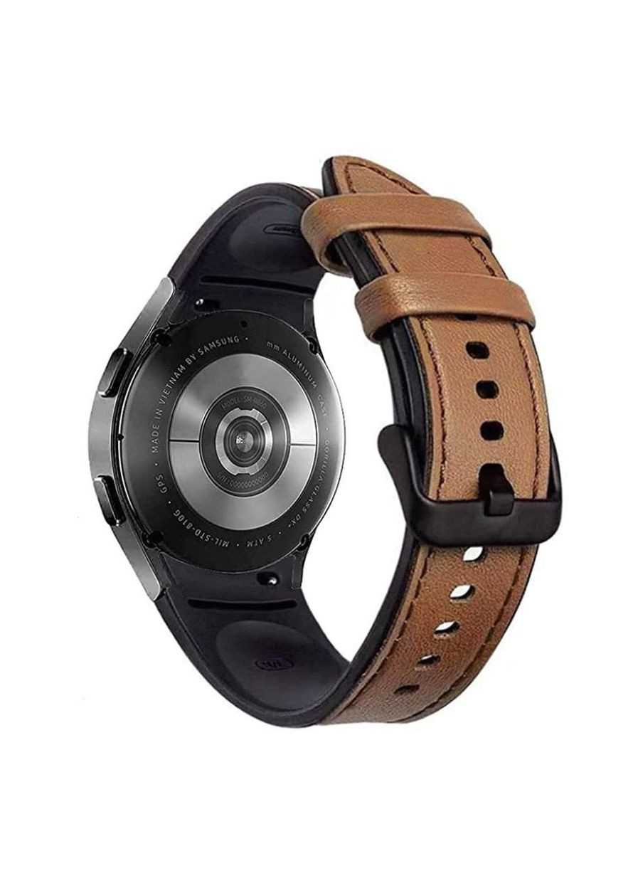 Ремінець Leather Silicone для годинника Samsung Galaxy Watch 4 40mm SMR860 / SM-R865 - Brown Primolux (266341111)