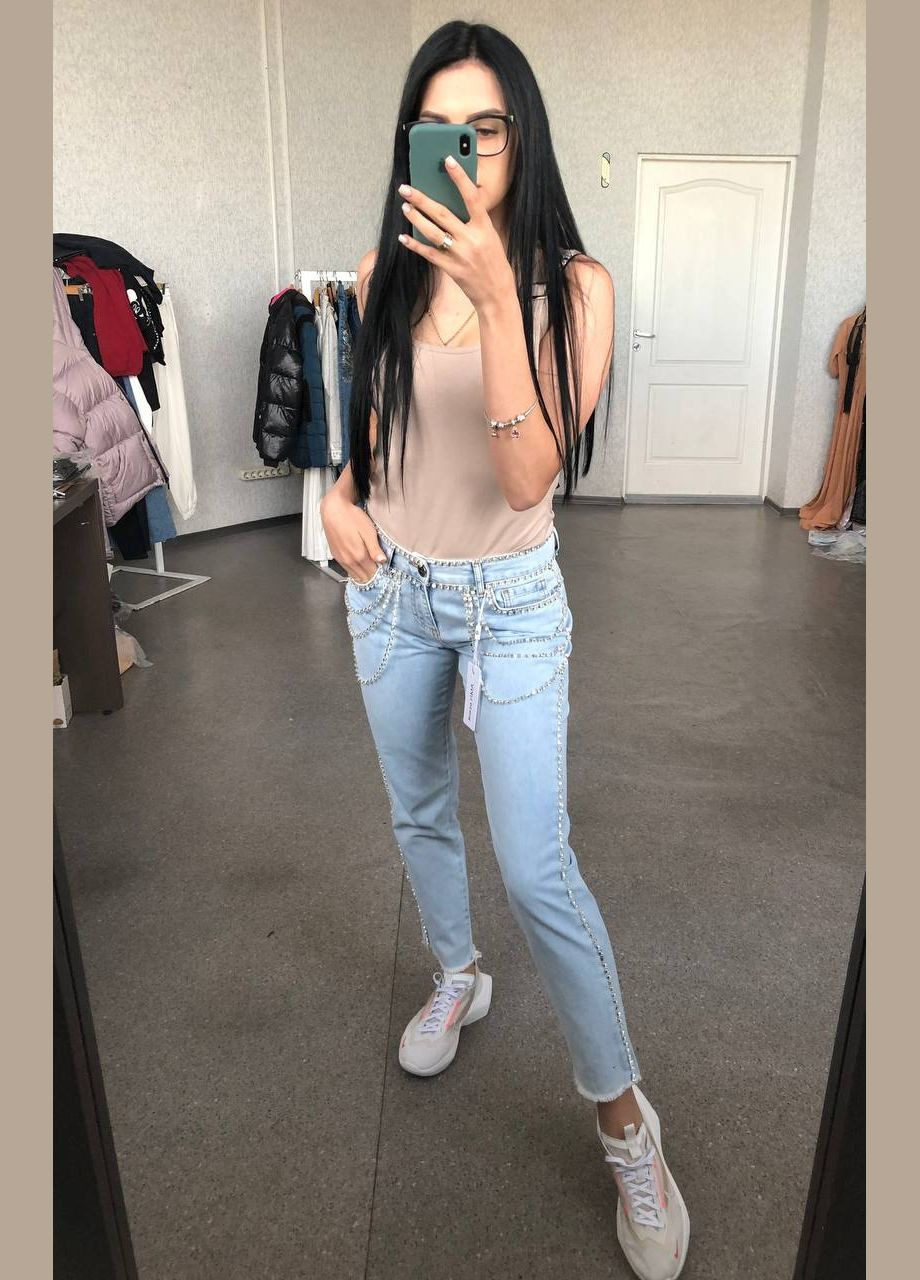 Жіночі світло блакитні джинси Amn на літо No Brand - (316476017)