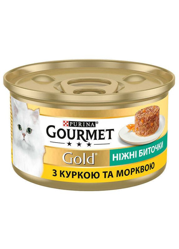 Консервований корм "Ніжні биточки" з куркою і морквою для котів Gold - 85 г Gourmet (327070339)