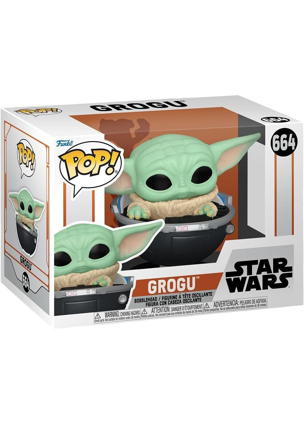 Настільна гра Малюк Ґрогу у візочку - POP Star Wars The Mandalorian Grogu in Hover-Pram #664 Funko (371876220)