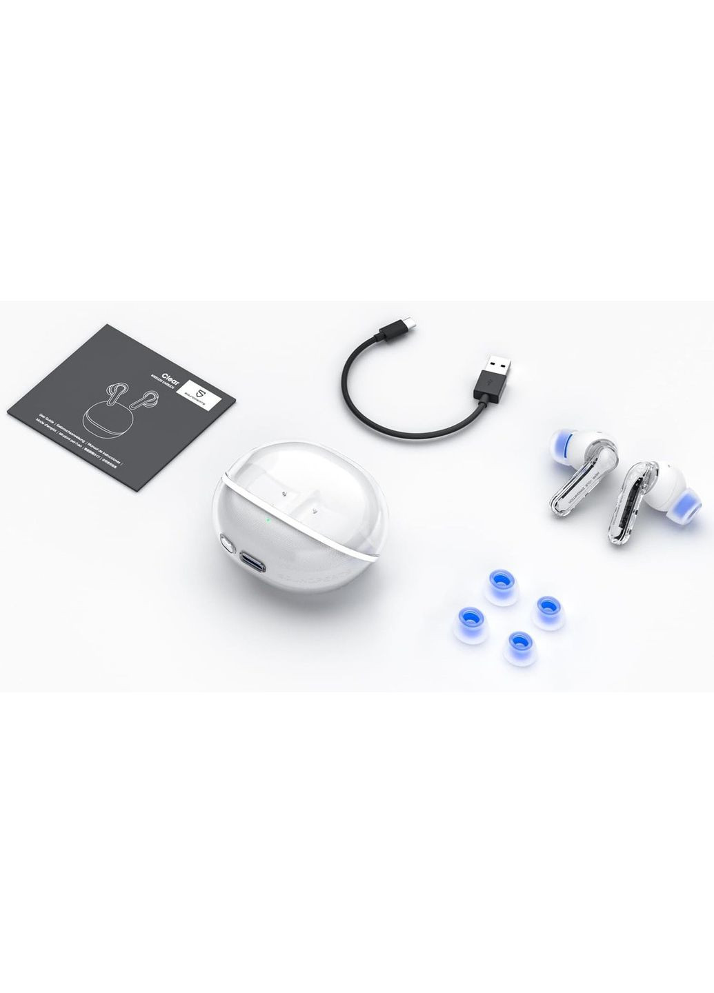 Наушники беспроводные Clear TWS стерео гарнитура в кейсе белая SOUNDPEATS (362670757)