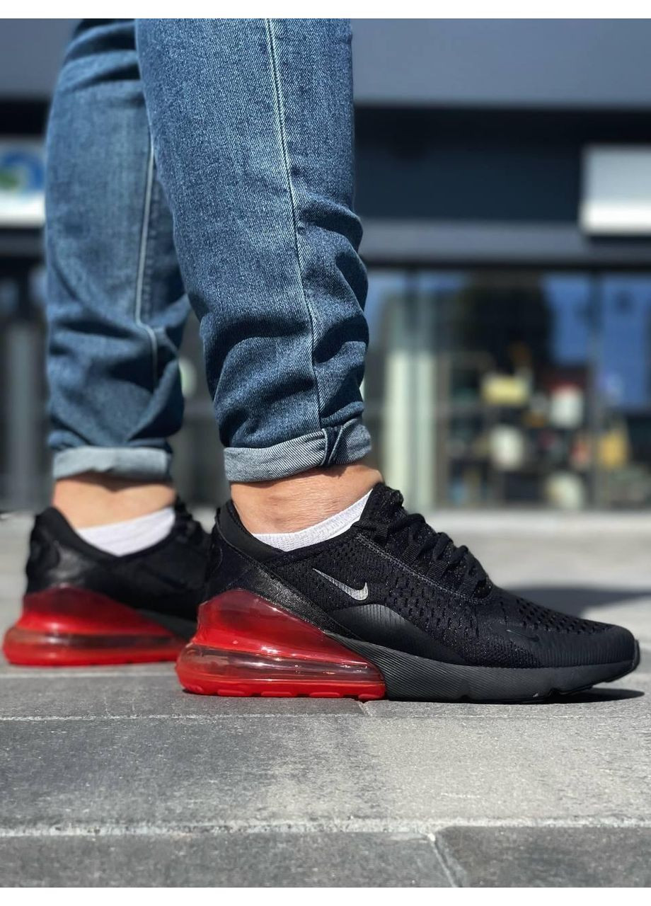 Черные демисезонные кроссовки мужские nike air max 270 black red 2 найк аир макс 270 No Brand