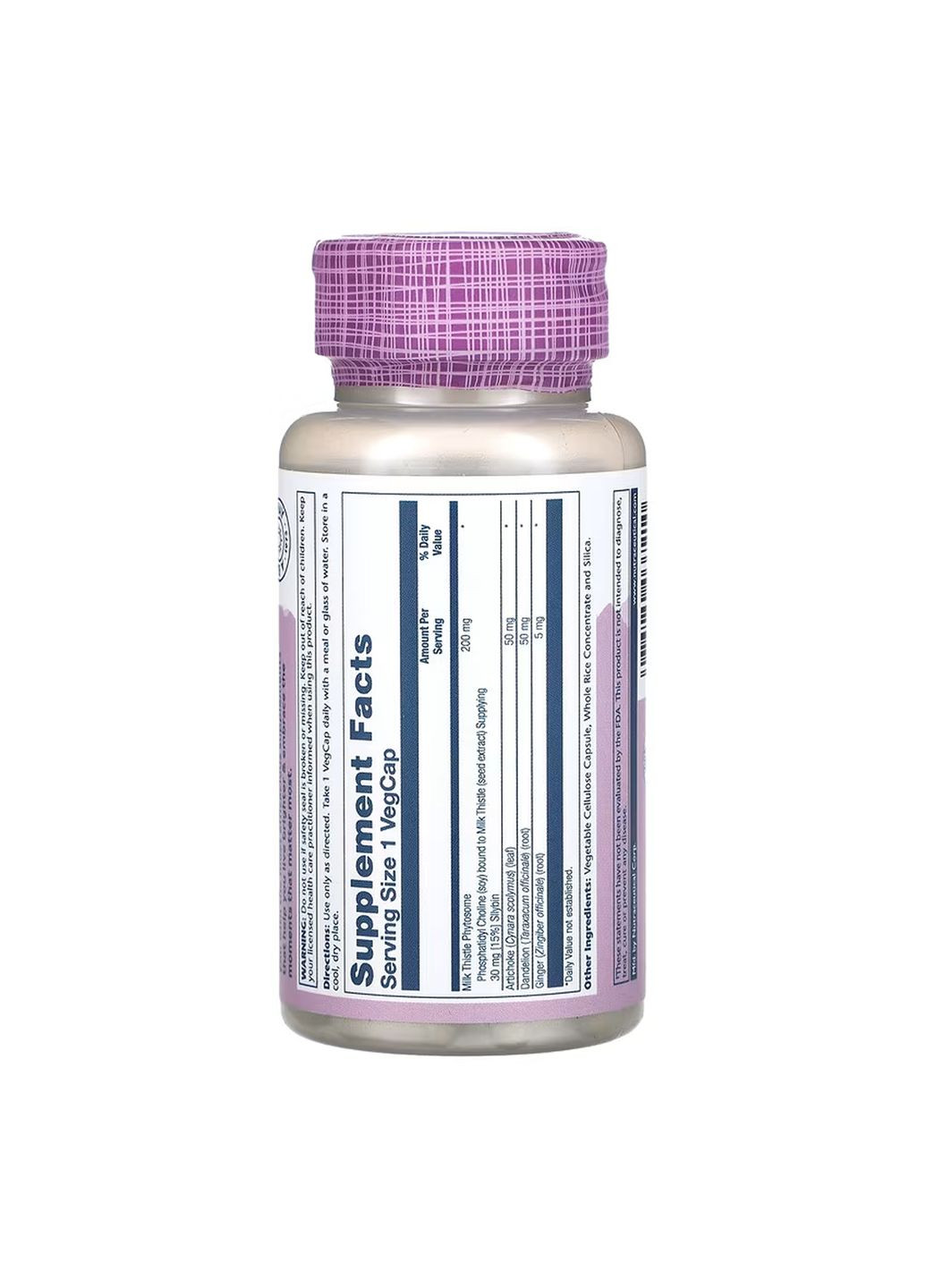 Добавка для печени Milk Thistle Phytosome 200 мг 60 капсул антиоксидантная защита Solaray (367957386)