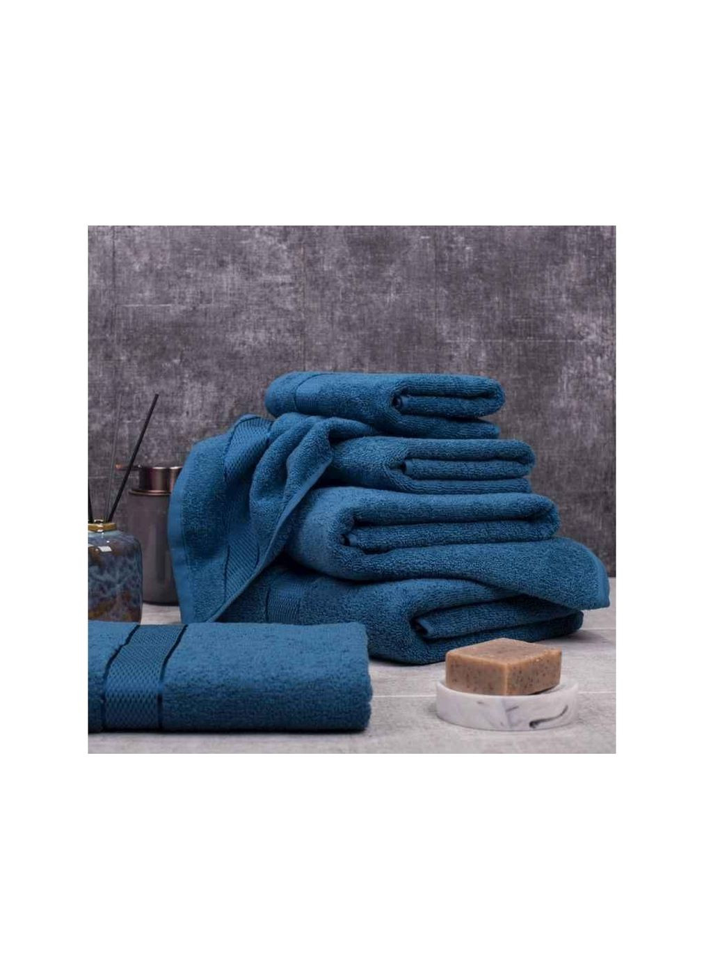 Рушник 40*70 джинс махровий (бордюр САТИН) ТМ AISHA Aisha Home Textile комбінований