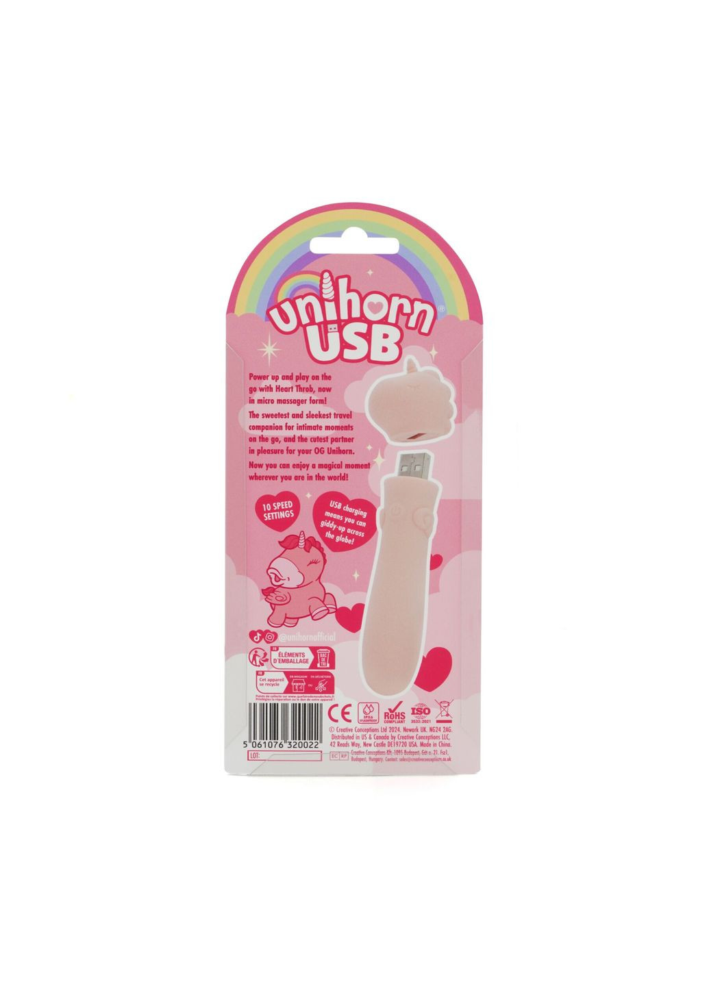 Вибратор-единорожка USB Bullet - Heart Throb, виброшар, USB-зарядка - CherryLove Unihorn (369666158)