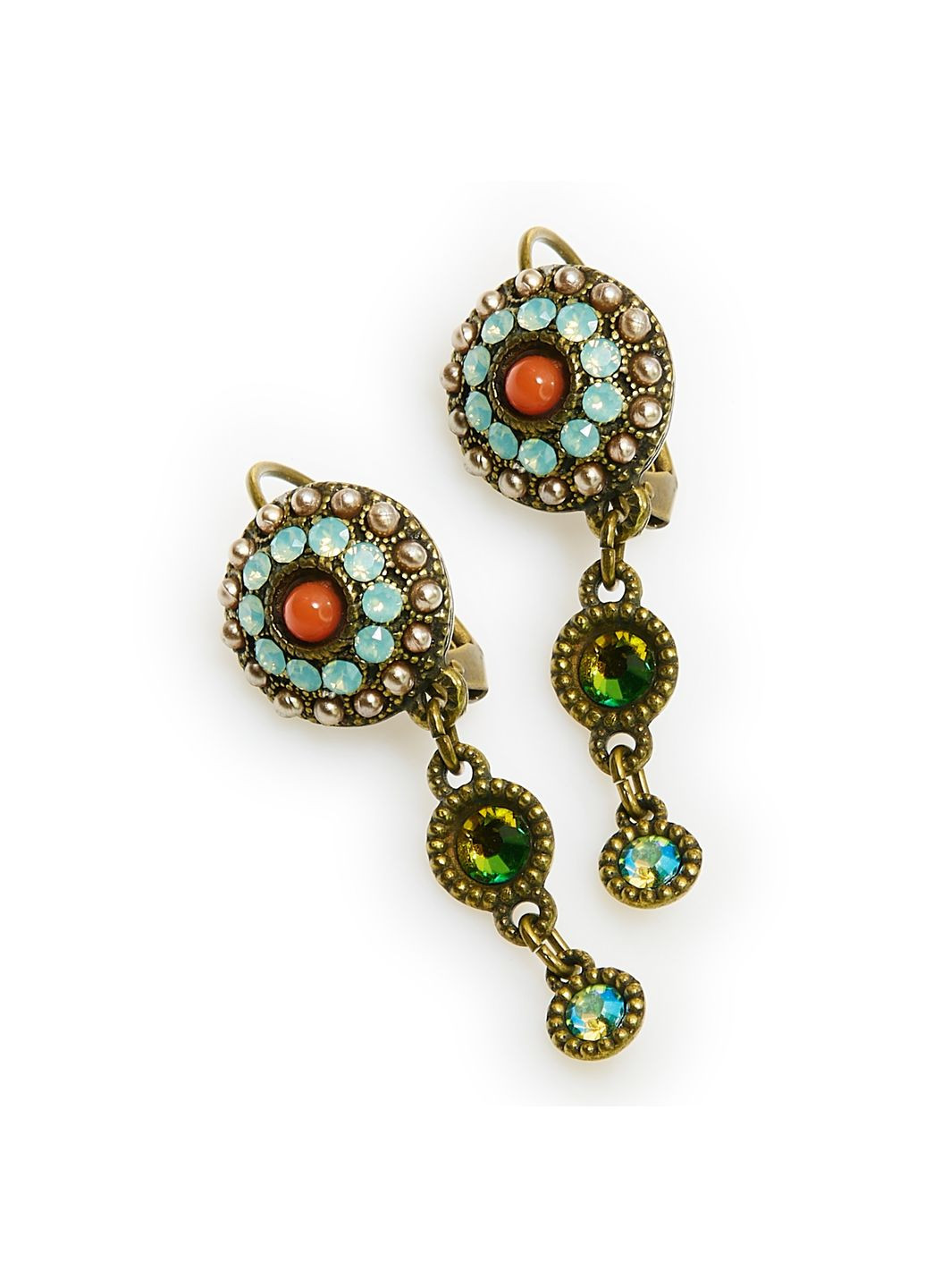 Сережки-підвіски у вікторіанському стилі з бурштиново-блакитними кристалами Swarovski Michal Negrin (346262763)