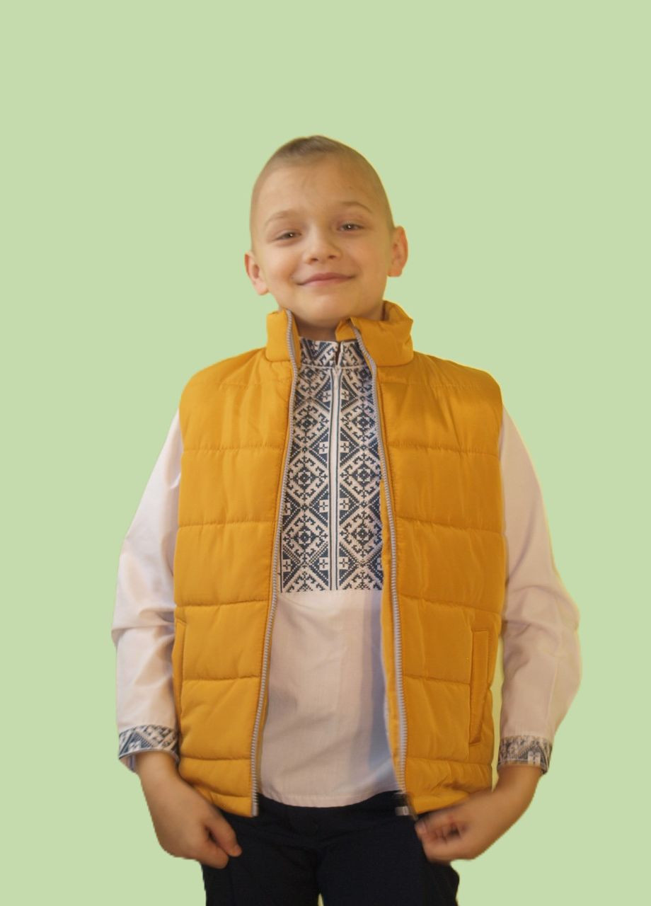 Жилетка дитяча весна/осінь без капюшона 122 розмір із кишенями колір Handmade (326835316)