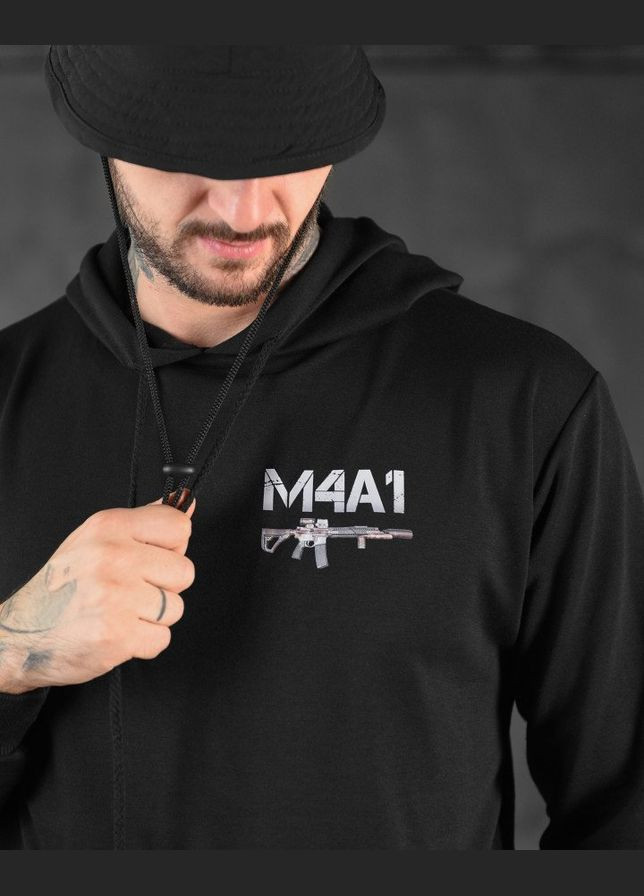Тактическое мужское худи с автоматом M4A1 черное No Brand (302748478)