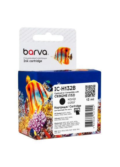 Картридж (IC-H132B) Barva HP 132 black/C9362HE, 13 мл (366697611)