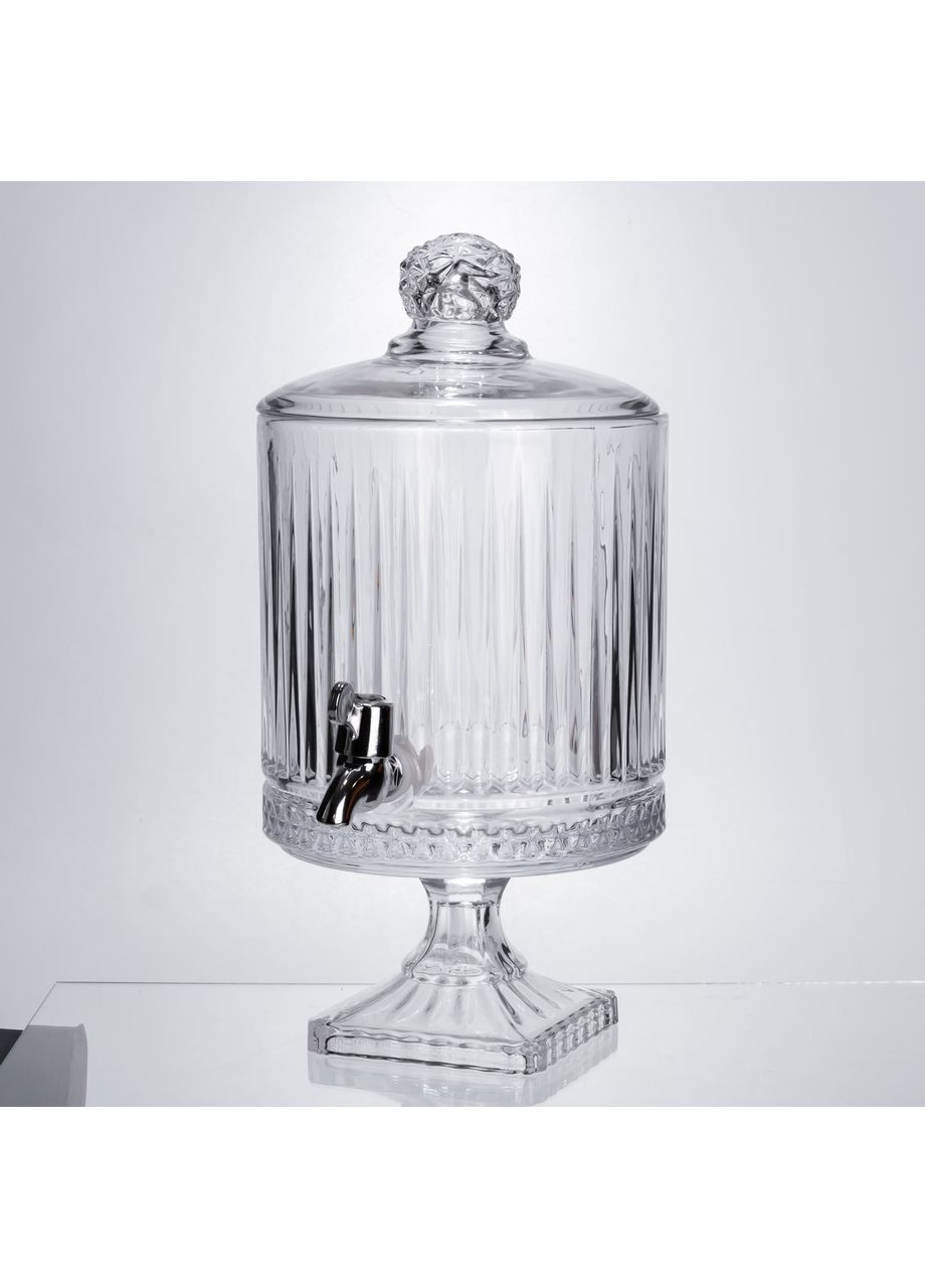 Лимонадниця скляна 4.5 л прозора з краном для напоїв на свята та фуршети сервірувальний посуд Yiwu (370432562)