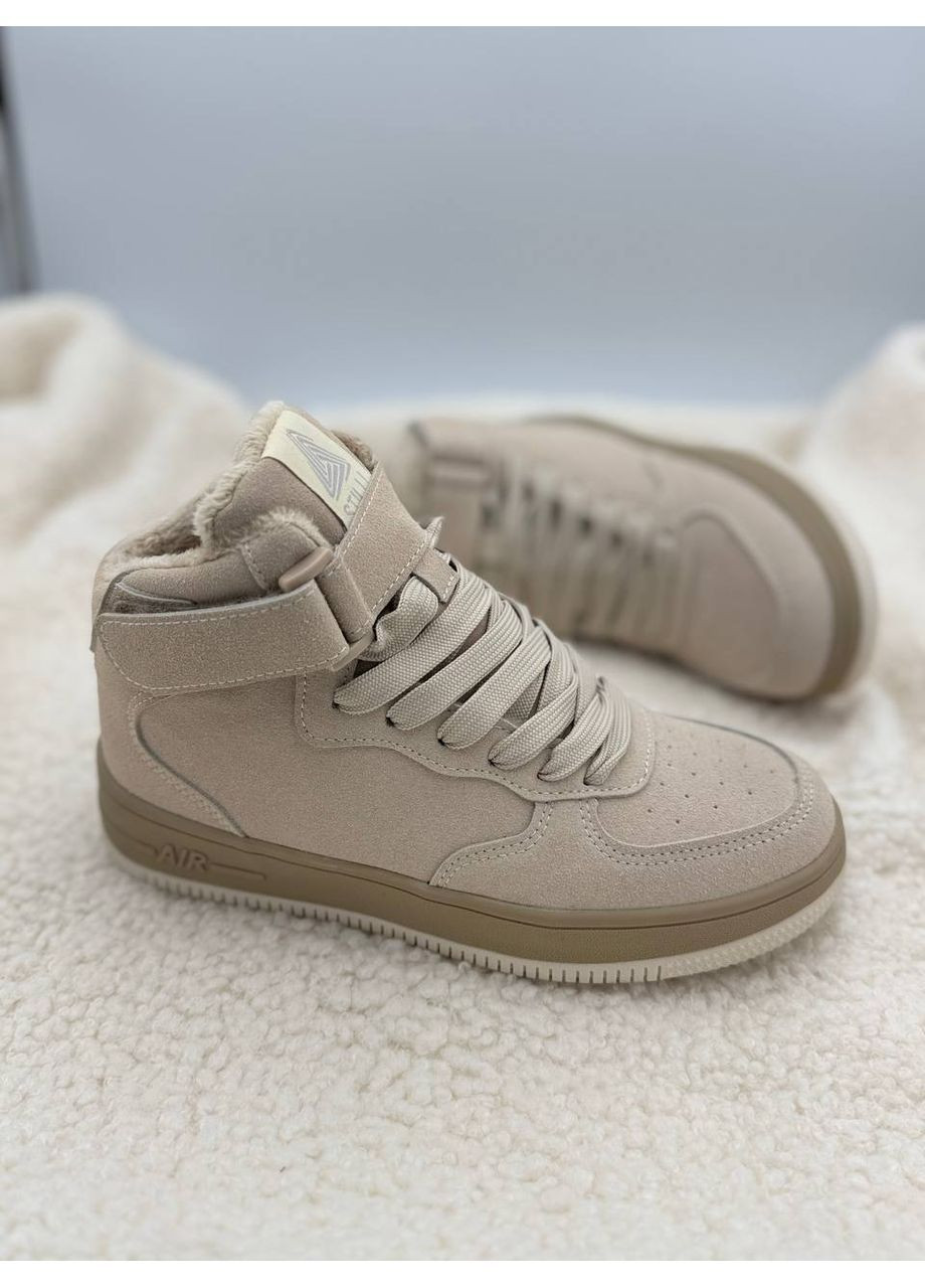 Осенние очень легкие женские утепленные хайтопы на шнуровке, с липучкой Stilli из искусственной замши