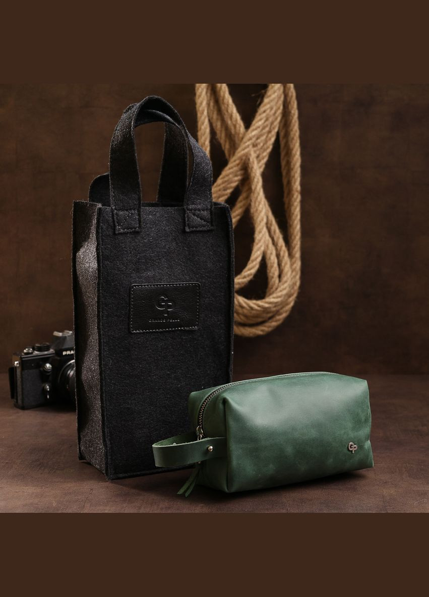 Шкіряна косметичка унісекс 11572 Зелений Grande Pelle (298920982)