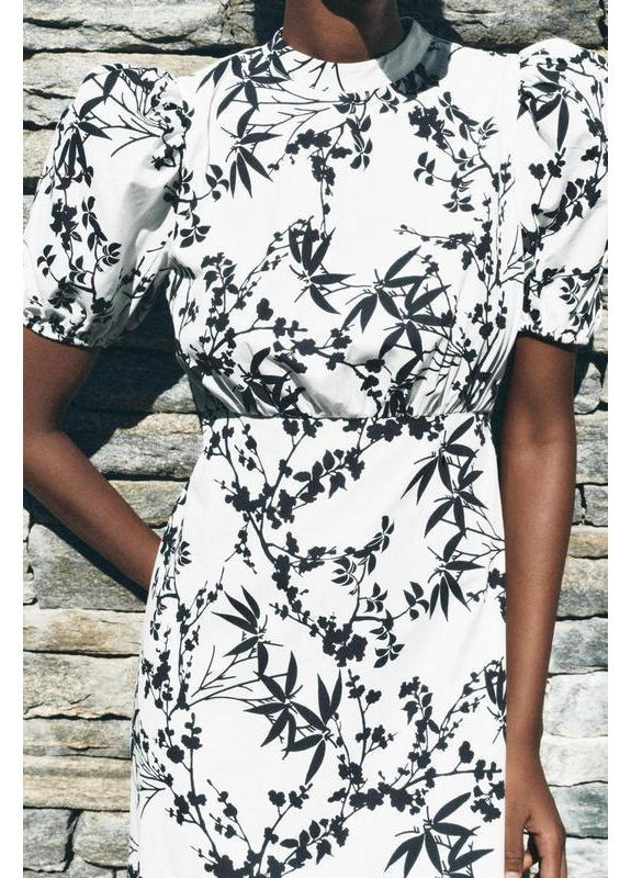 Білий довга сукня zw collection із принтом Zara