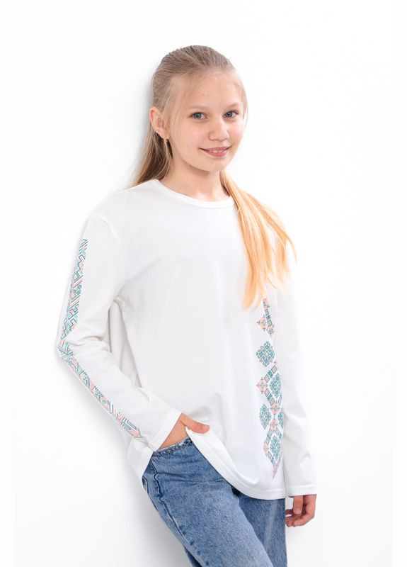 Светло-серая джемпер для девочки (p-14851) Носи своє узор украинская символика (332974484)