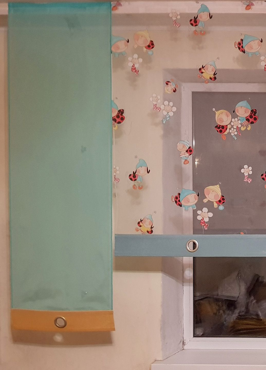 Комплект панельних фіранок мультяшні комахи 5шт карниз 250см бірюзовий з пісочним (1_9п) Firanka Kids (321000409)