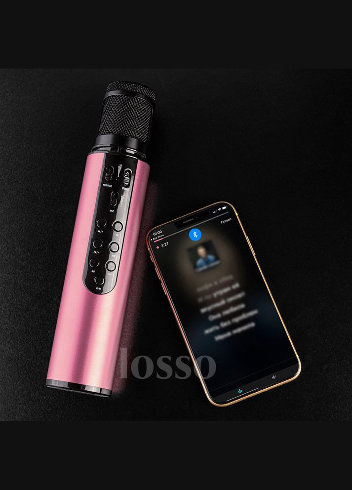 Караоке микрофон K1 Premium розовый (стерео, звуковая карта) Losso (327041729)