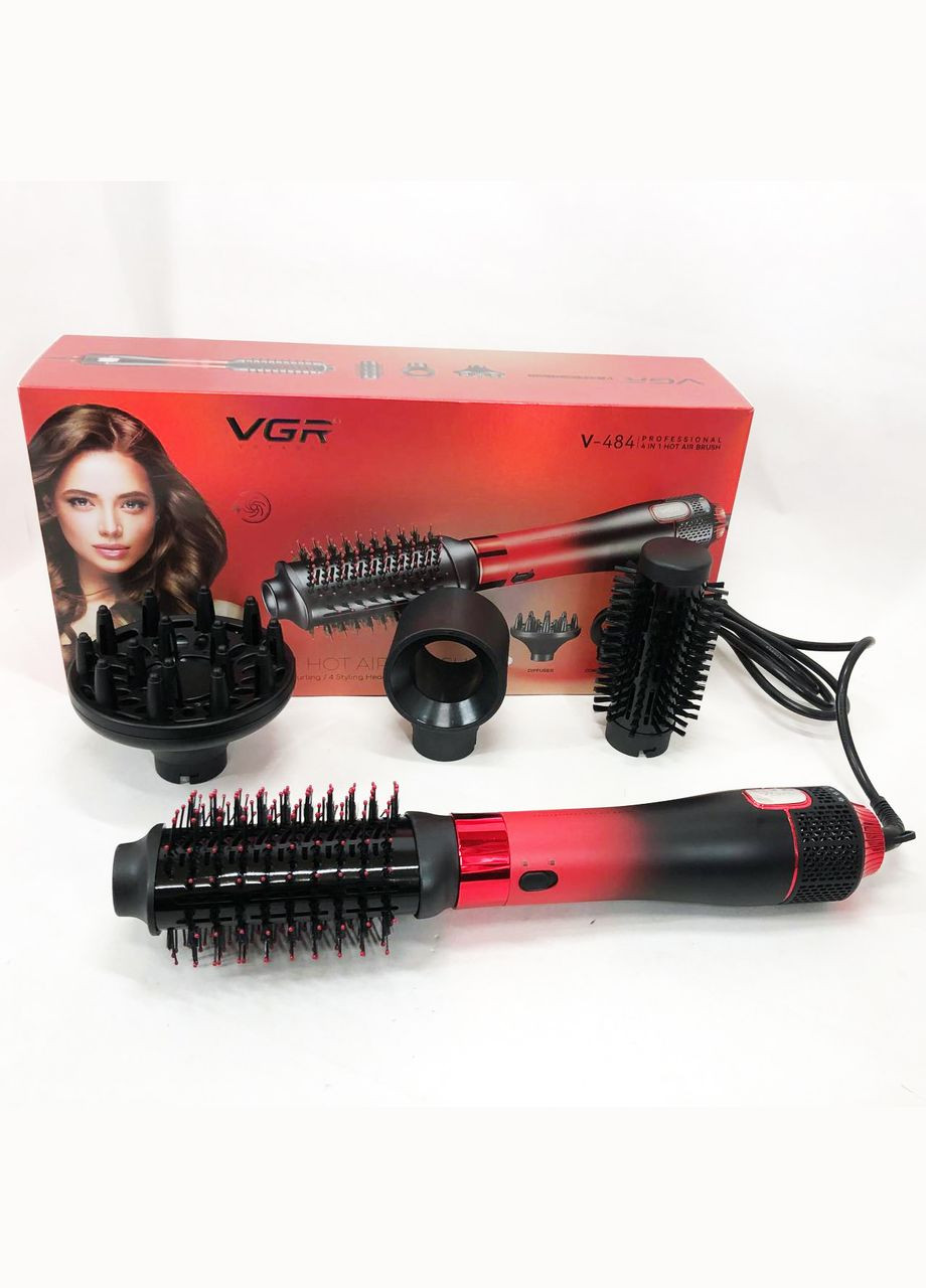 Фен-щетка стайлер V-484 4 в 1. Цвет: красный VGR (364664441)