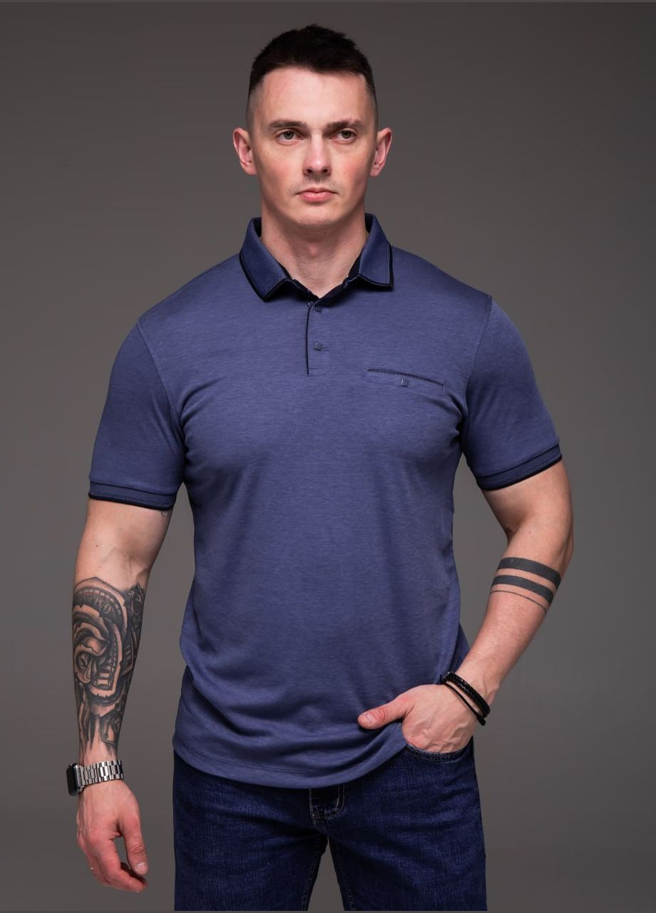Синяя базовая футболка-поло с коротким рукавом Vakko