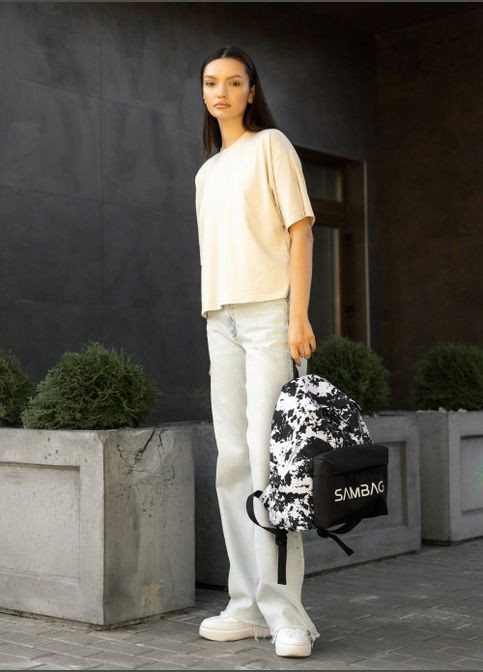 Женский рюкзак Active черный с принтом "split" Sambag (302519180)