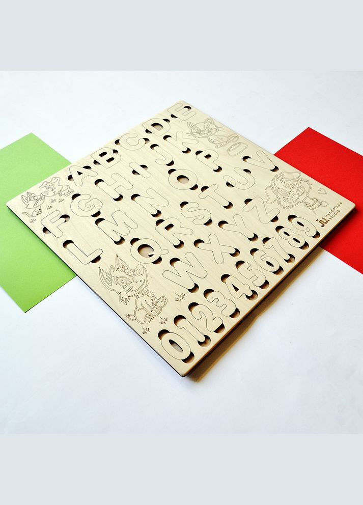 Дерев'яний алфавіт "Домашні улюбленці", дитяча азбука із дерева, дерев'яні букви-пазли, абетка-сортер No Brand (301482784)