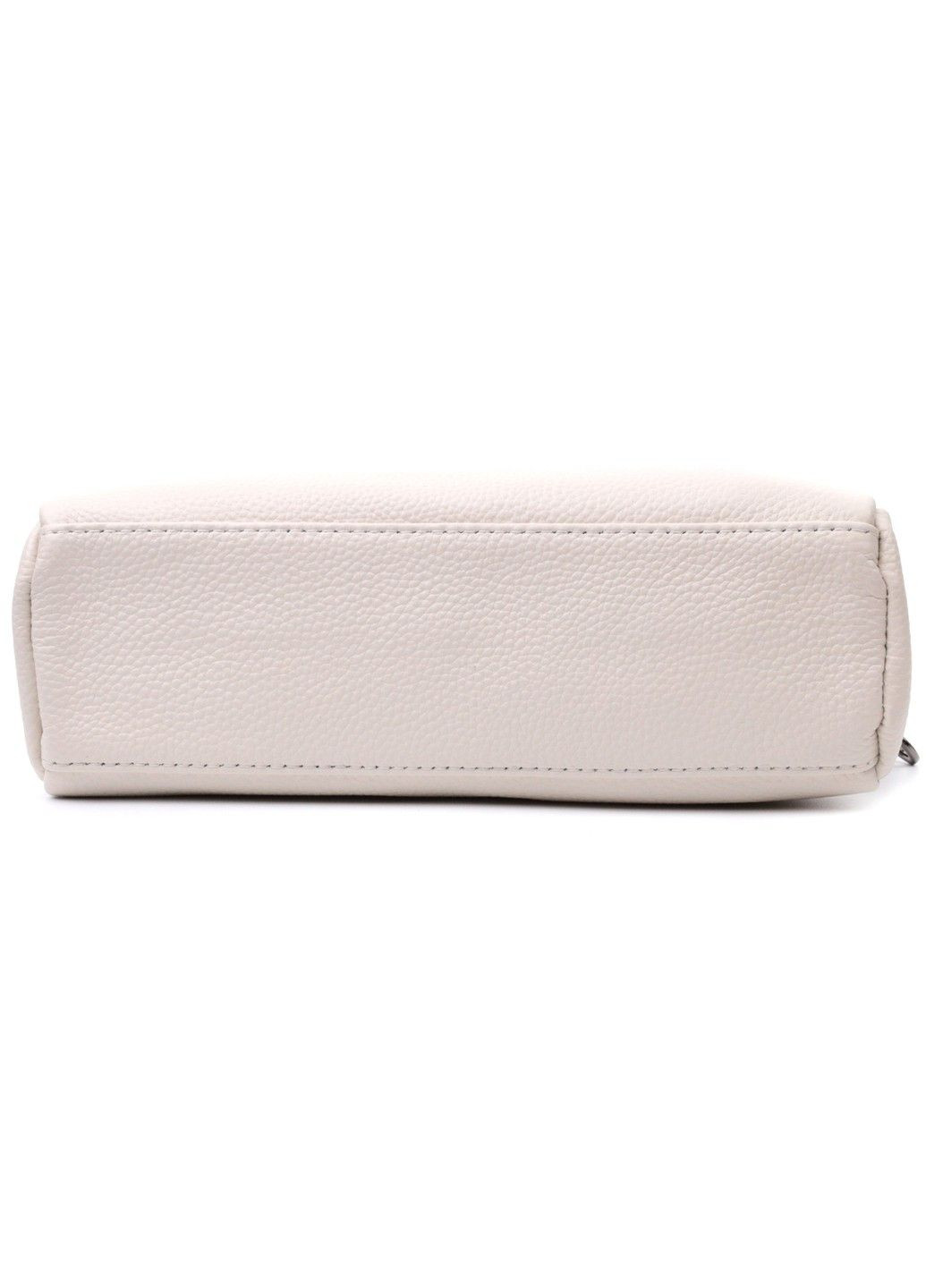 Жіноча прямокутна сумка з кишенями з натуральної шкіри 22598 Біла Vintage (297956924)