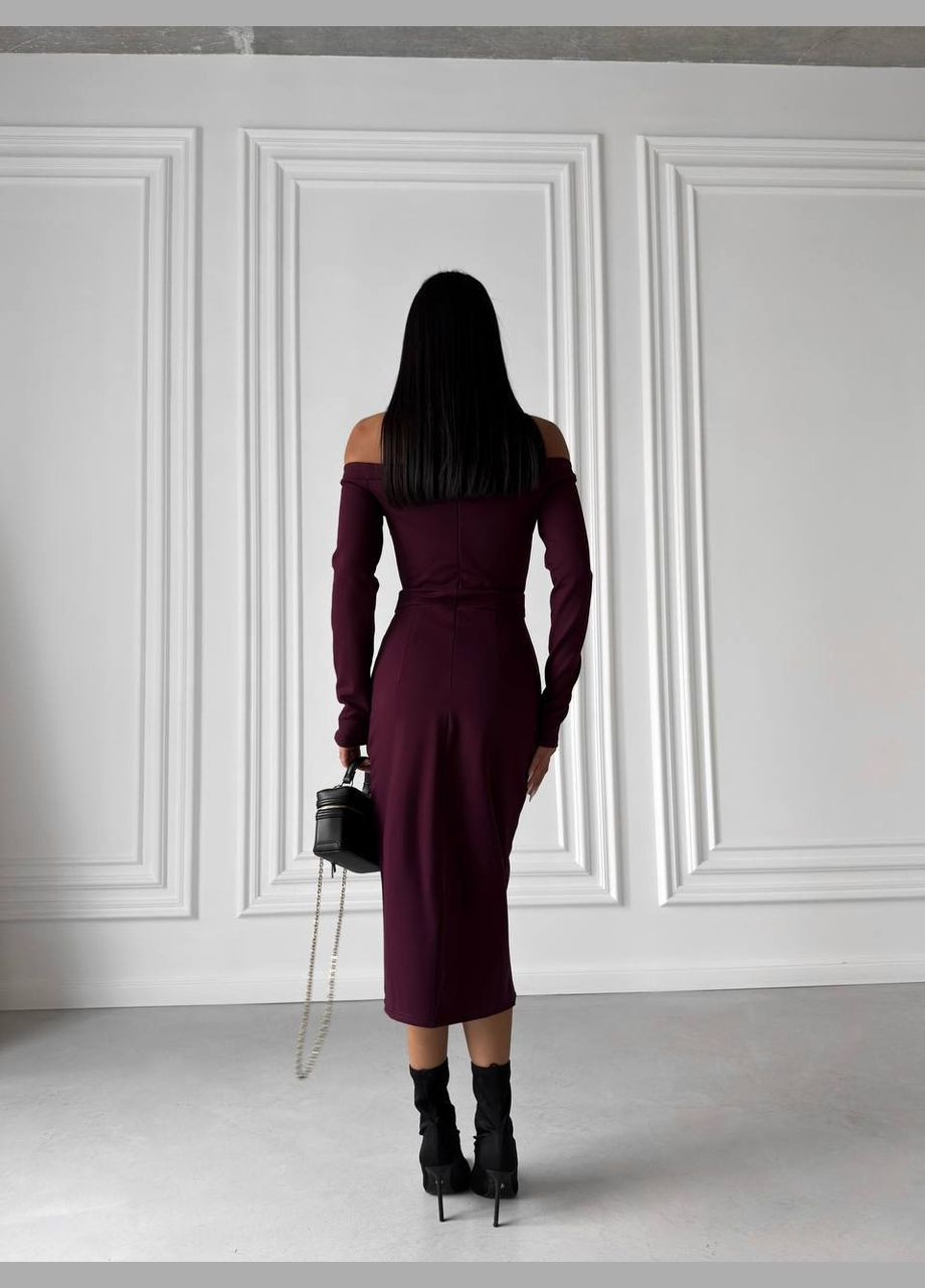 Бордовое кэжуал платье N.Family однотонное