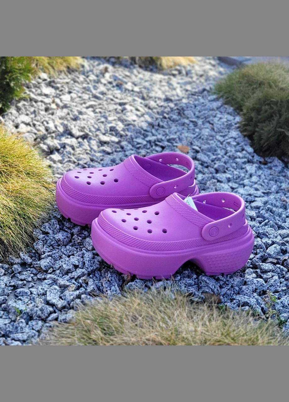 Сиреневые stomp clog кроксы унисекс на платформе, сабо с ремешком, оригинал Crocs