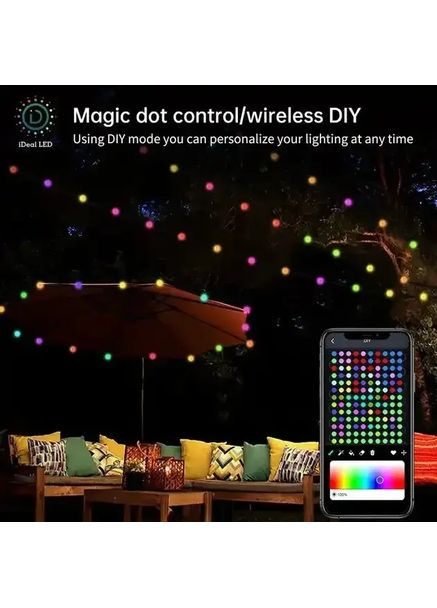 Гірлянда на ялинку матова кулька 10 метрів з пультом Usb Bluetooth управління з телефону модель (SFK-03) Gemei (367073575)