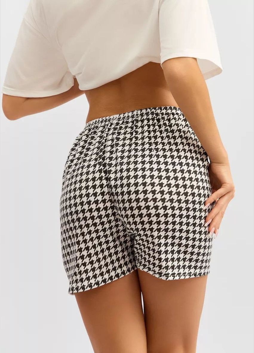 Белая пижама женская тройка ночная с штанами шортами и рубашка пижамы женские с брюками для девушек 3 в 1 с принтом футболка + шорты + брюки No Brand