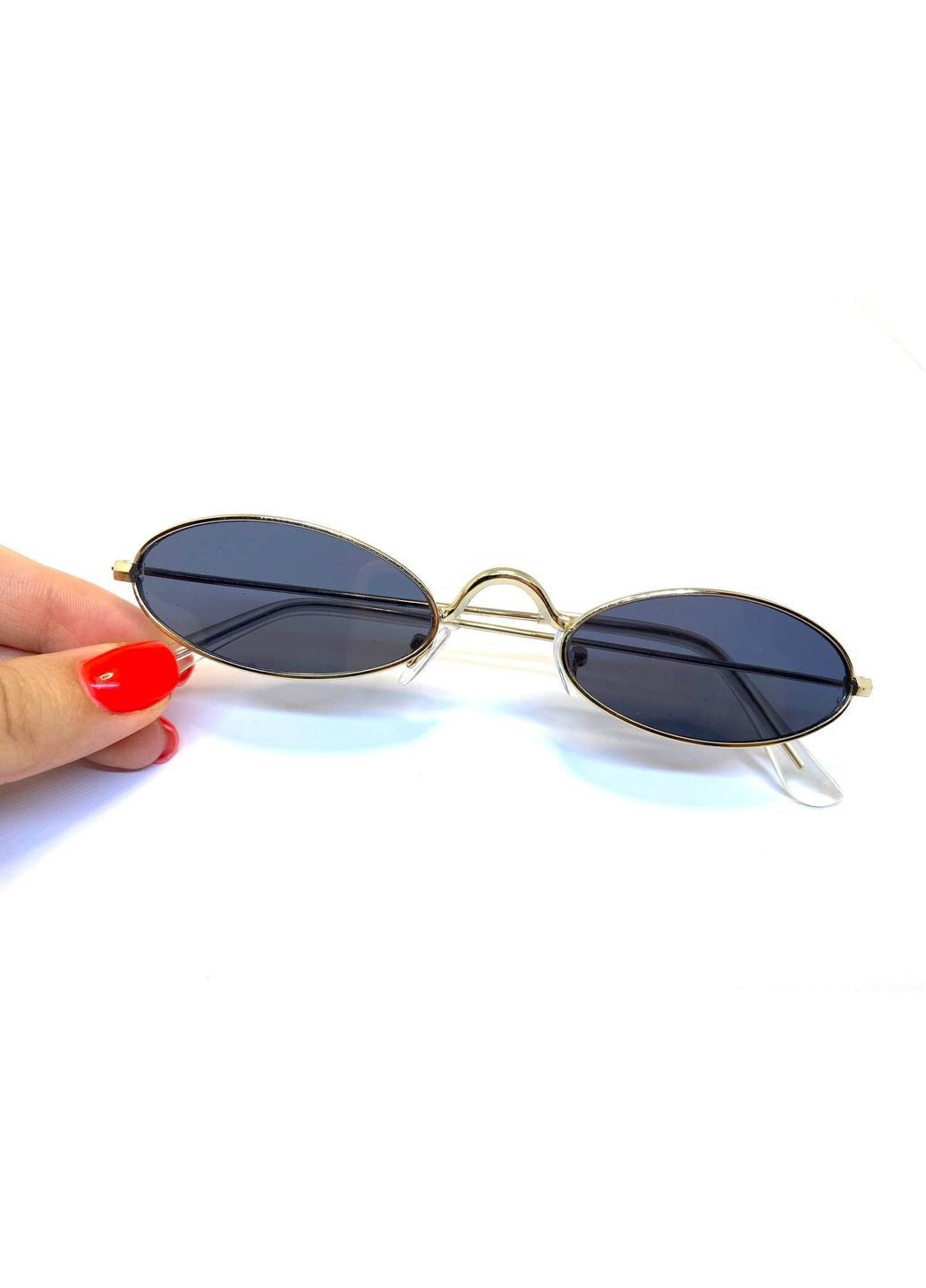 Очки солнцезащитные овальные унисекс в стиле ретро серый в золотой оправе. LIGHT (315889558)