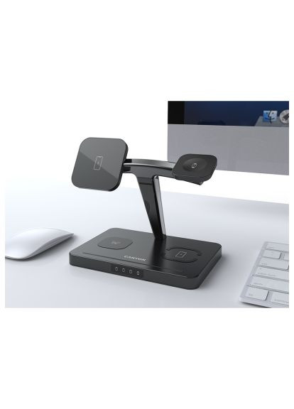 Зарядний пристрій (CNS-WCS404) Canyon wireless charger WS-404 15W 4in1 Black (369879103)