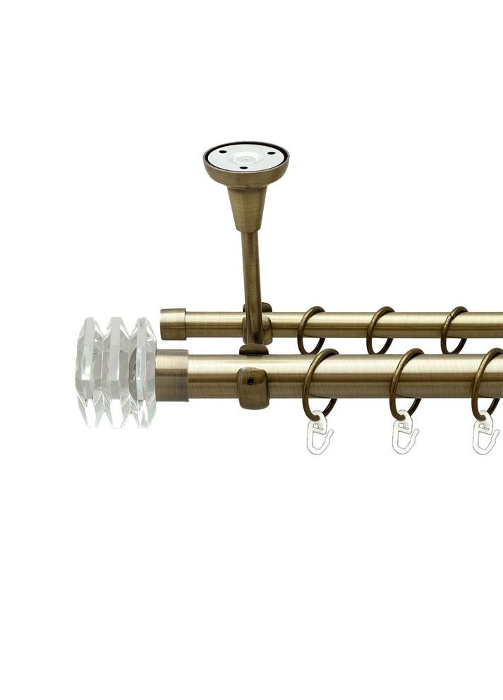 Карниз Міліора металевий дворядний відкритий до стелі гладка труба Антик 25\16 мм 300 см (00-00018525) ORVIT (300690811)