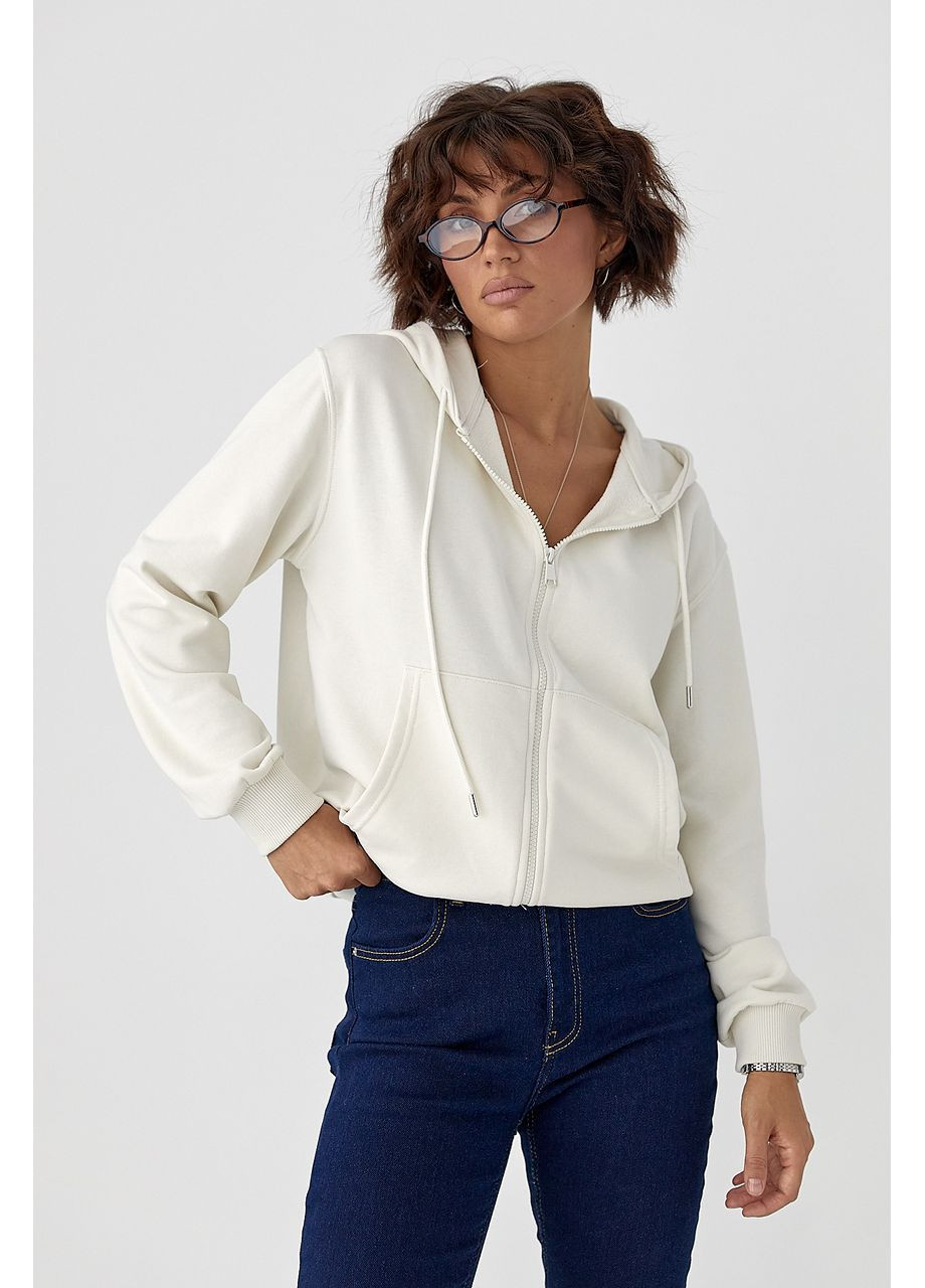 Жіноче худи на блискавці - кремовий колір Lurex (361056888)