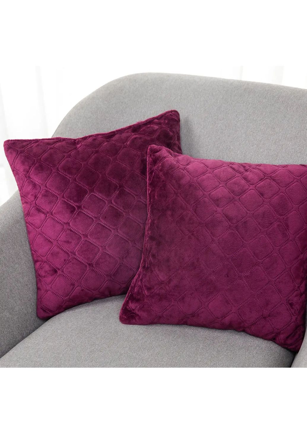 Декоративная велюровая подушка 40*40 см, гипоаллергенная Бордовая (228504040) ТЕП (365851620)