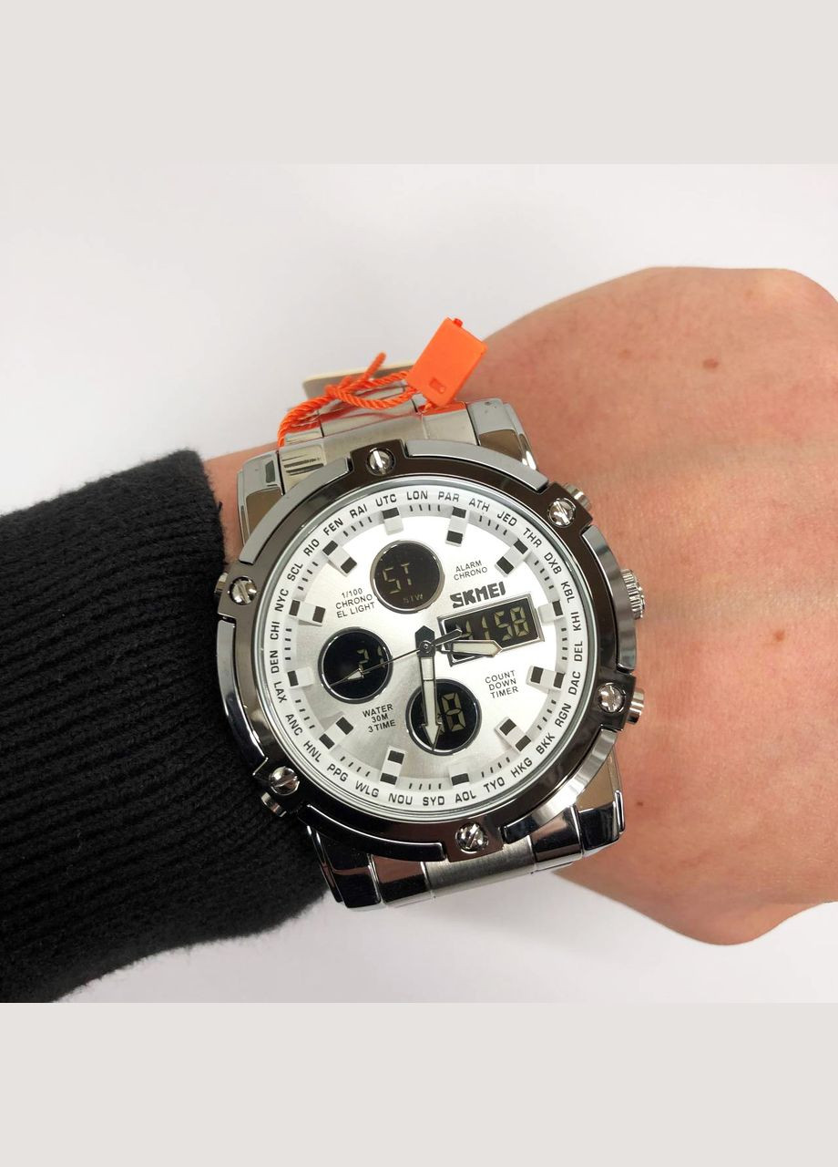 Годинник наручний чоловічий 1389SI SILVER, брендовий чоловічий годинник. Колір: срібний Skmei (364665314)