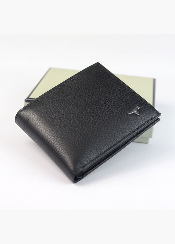 Гаманець чоловічий шкіряний горизонтальний маленький чорний портмоне на магнітах із затискачем для купюр Balisa (316715400)