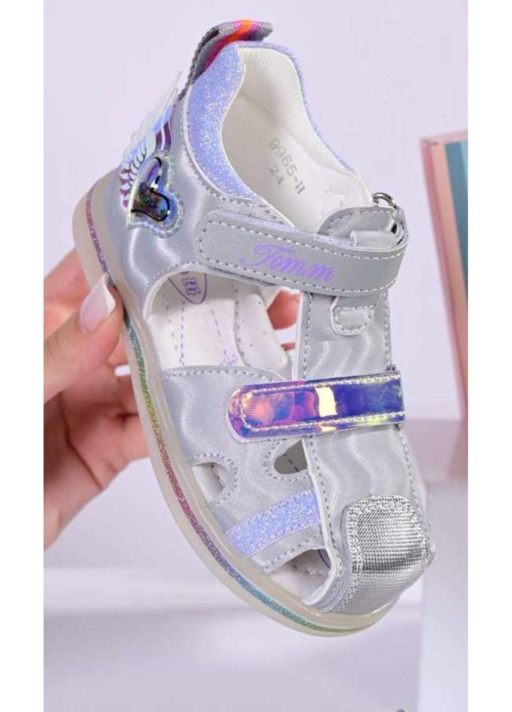 Босоніжки дитячі шкіряні крила сріблясті Tom.M (337713288)