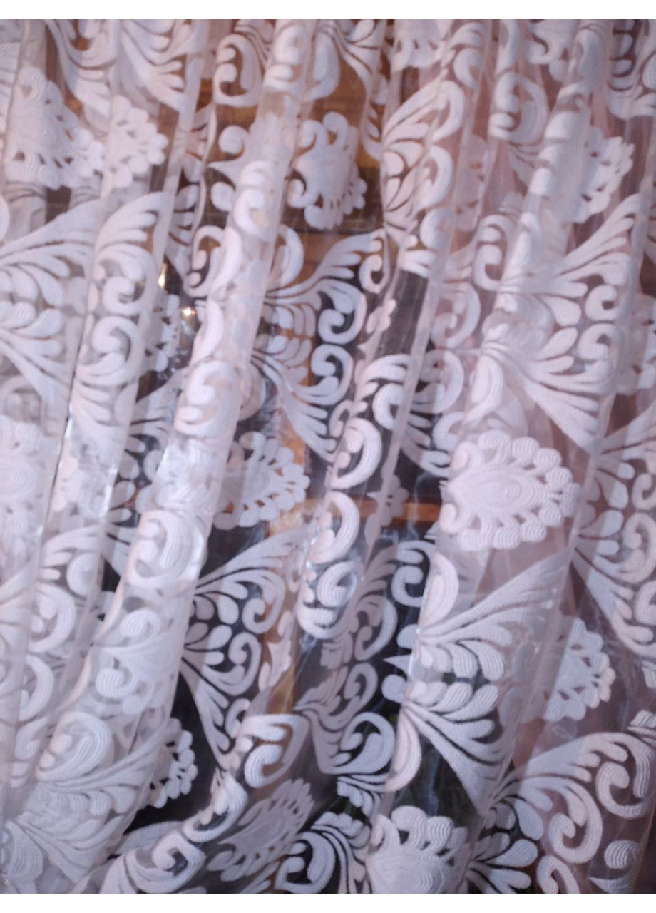 Фіранка коротка готова кухонна Вероніка персикова ельзас No Brand (372133790)