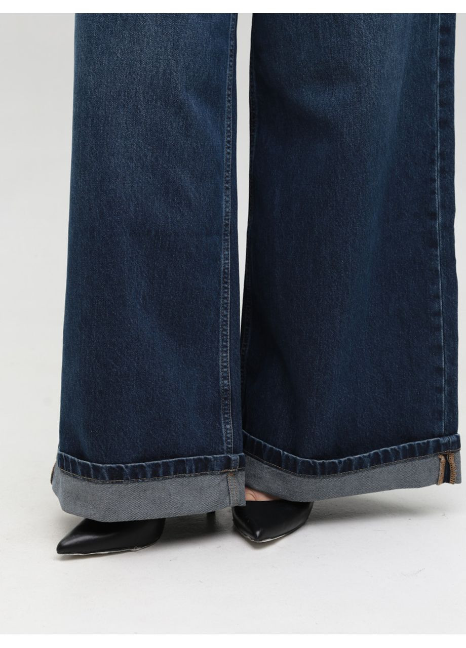 Джинсы женские синие супер широкие с подворотнями Супер палаццо Cracpot - (358501749)