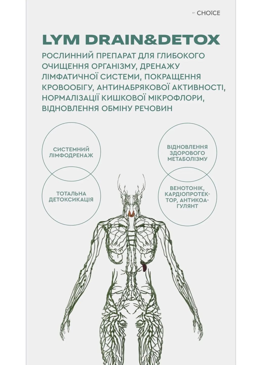 Лімфодренаж і детоксикація LYM drain&detox 60 капсул CHOICE (370677107)