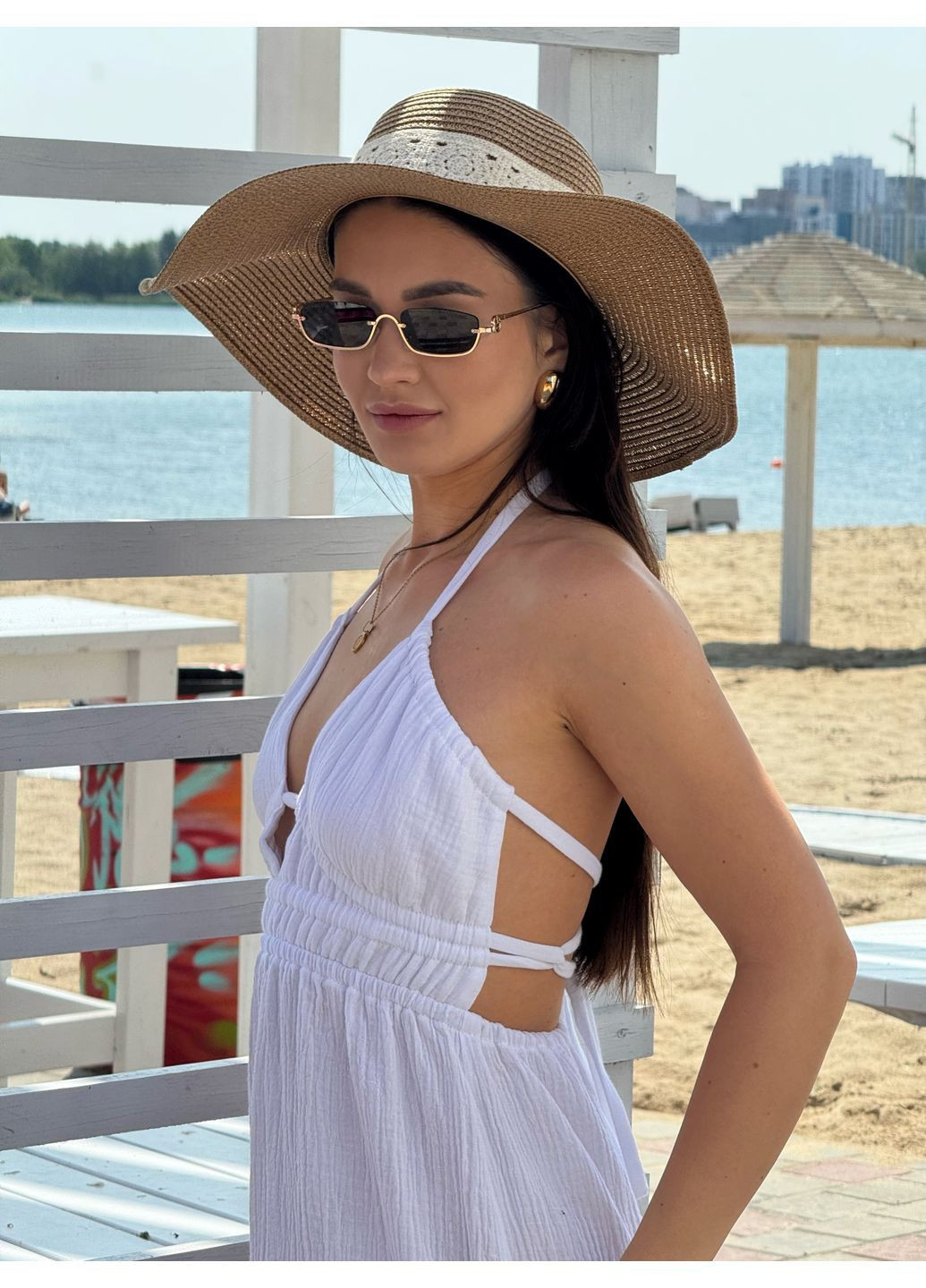 Белое платье из муслина длинное No Brand