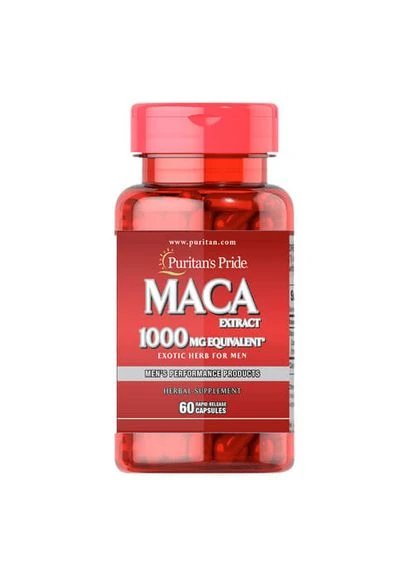 Puritan's Pride Maca 1000 mg Екзотична трава для чоловіків 60 капсул Puritans Pride (387021048)