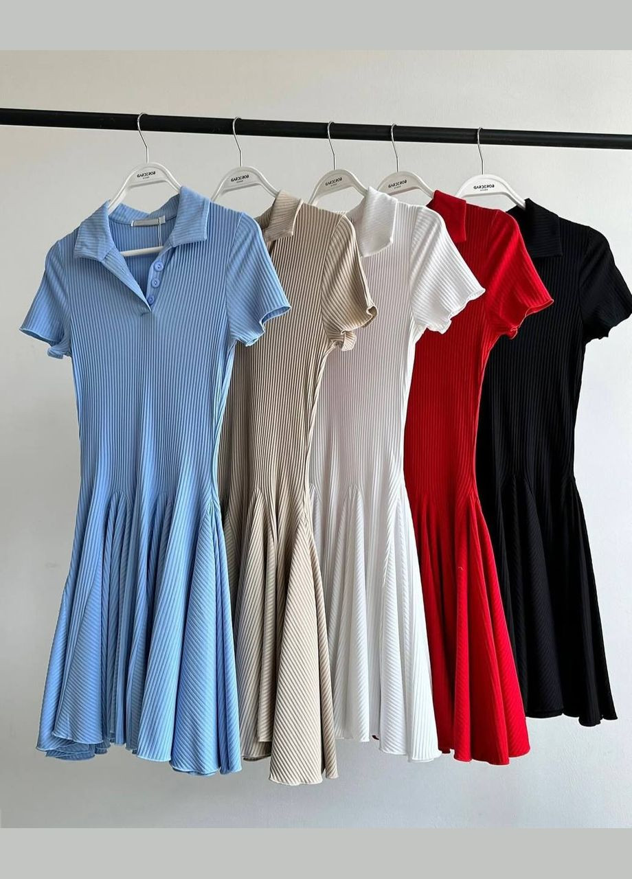 Блакитна сукня-поло з турецької тканини блакитного кольору, повсякденне гарне плаття No Brand однотонна