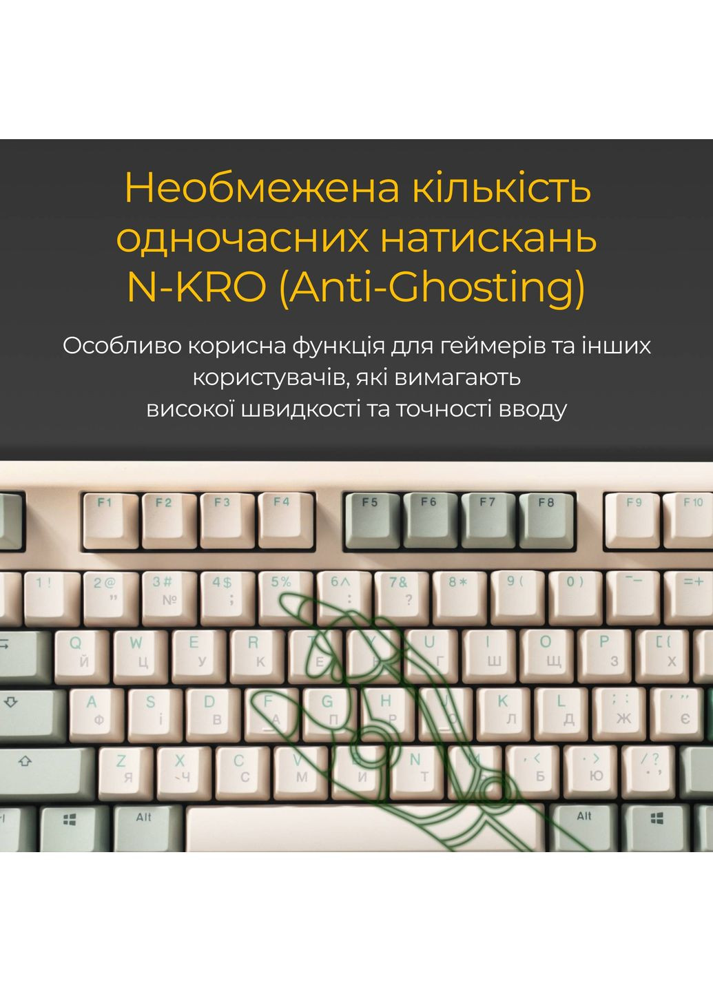 Клавиатура One 3 TKL Cherry MX Red Matcha Cream (DKON2187-RUAPXMAEGGC1) Ducky (323113601)