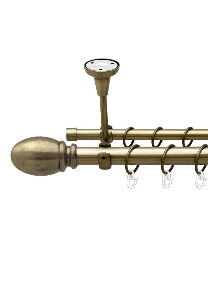 Карниз Белуно металевий дворядний відкритий до стелі гладка труба Антик 25\16 мм 200 см (00-00018479) ORVIT (300693317)